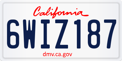 CA license plate 6WIZ187