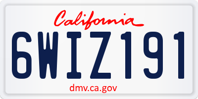 CA license plate 6WIZ191