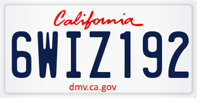 CA license plate 6WIZ192