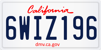 CA license plate 6WIZ196