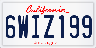 CA license plate 6WIZ199