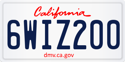 CA license plate 6WIZ200