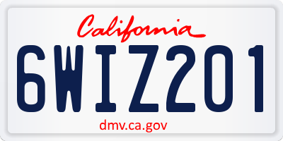 CA license plate 6WIZ201