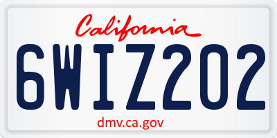 CA license plate 6WIZ202
