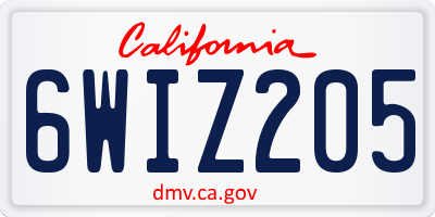CA license plate 6WIZ205