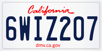 CA license plate 6WIZ207