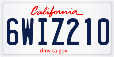 CA license plate 6WIZ210