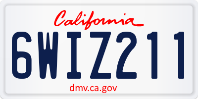 CA license plate 6WIZ211