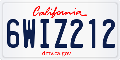 CA license plate 6WIZ212