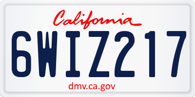 CA license plate 6WIZ217