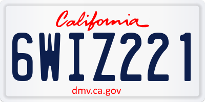 CA license plate 6WIZ221