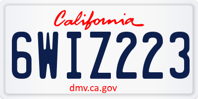 CA license plate 6WIZ223