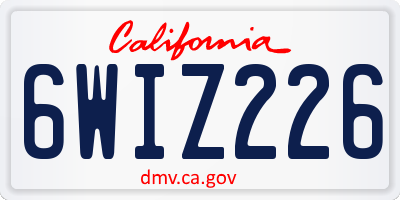 CA license plate 6WIZ226