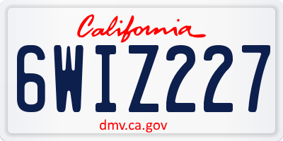 CA license plate 6WIZ227
