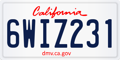 CA license plate 6WIZ231