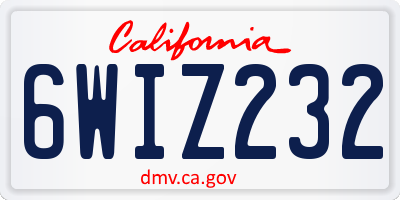 CA license plate 6WIZ232