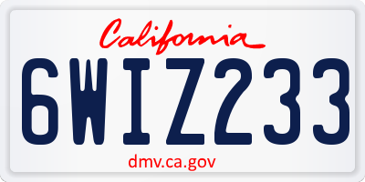 CA license plate 6WIZ233
