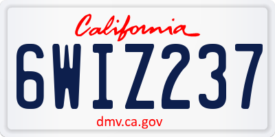 CA license plate 6WIZ237
