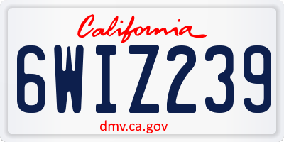CA license plate 6WIZ239