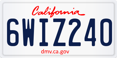 CA license plate 6WIZ240