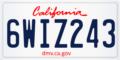 CA license plate 6WIZ243