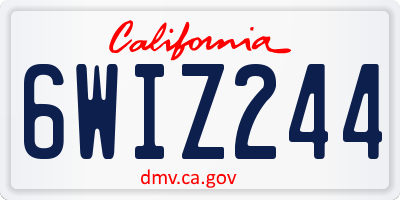 CA license plate 6WIZ244