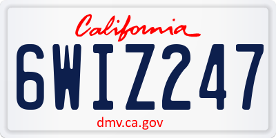 CA license plate 6WIZ247