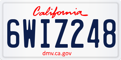 CA license plate 6WIZ248