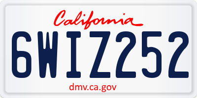CA license plate 6WIZ252