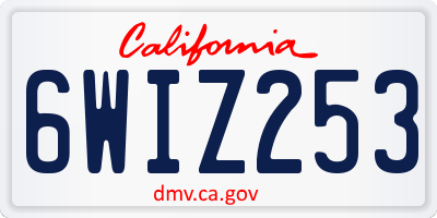 CA license plate 6WIZ253
