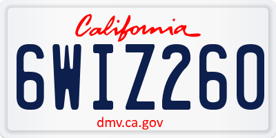 CA license plate 6WIZ260