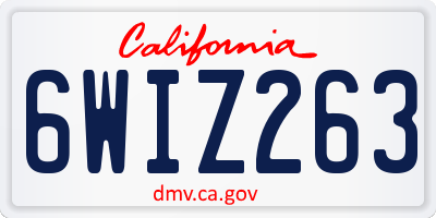 CA license plate 6WIZ263