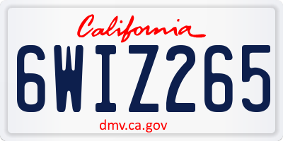 CA license plate 6WIZ265