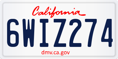 CA license plate 6WIZ274