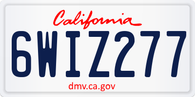 CA license plate 6WIZ277