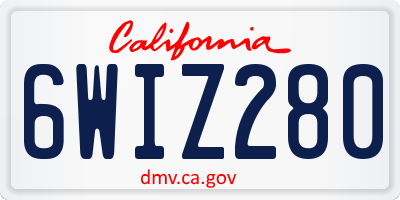 CA license plate 6WIZ280