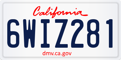CA license plate 6WIZ281