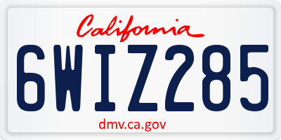 CA license plate 6WIZ285
