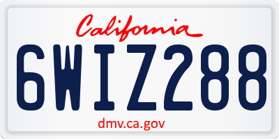 CA license plate 6WIZ288