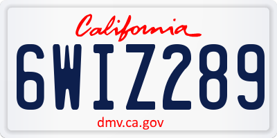CA license plate 6WIZ289