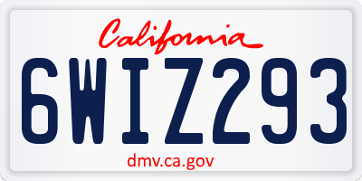 CA license plate 6WIZ293