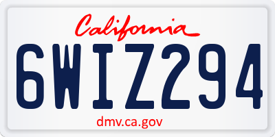 CA license plate 6WIZ294