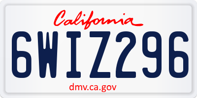 CA license plate 6WIZ296