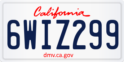 CA license plate 6WIZ299