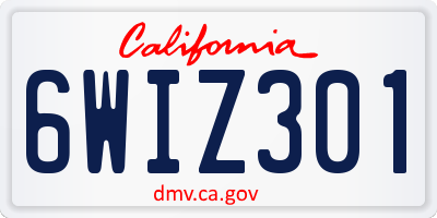CA license plate 6WIZ301