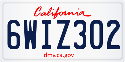 CA license plate 6WIZ302