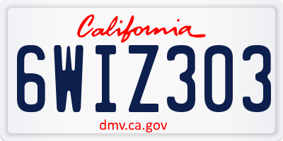 CA license plate 6WIZ303