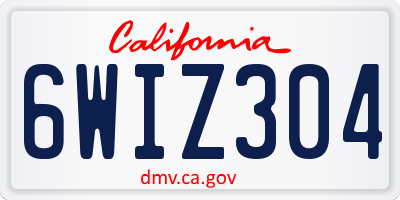 CA license plate 6WIZ304