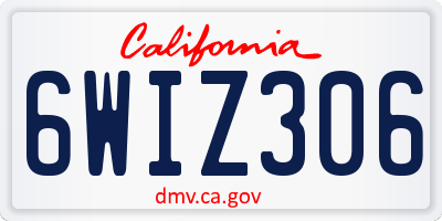 CA license plate 6WIZ306