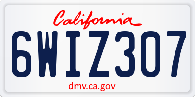 CA license plate 6WIZ307